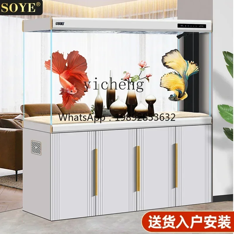 

XL4-9 living room large light luxury aquarium intelligent new ultra-white ecological entrance floor screen