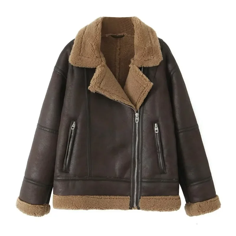 

2025 New Women's Autumn and Winter Jacket Warm Fur Fur Collar Jacket