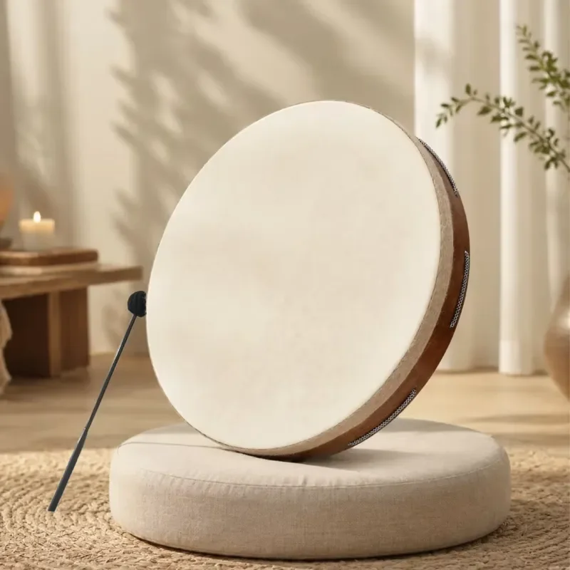 Jinfang Round Shaman Drum Antique Siberian Frame Drum Professional Tambourine for Sound Therapy Meditation Yoga Practice Tool