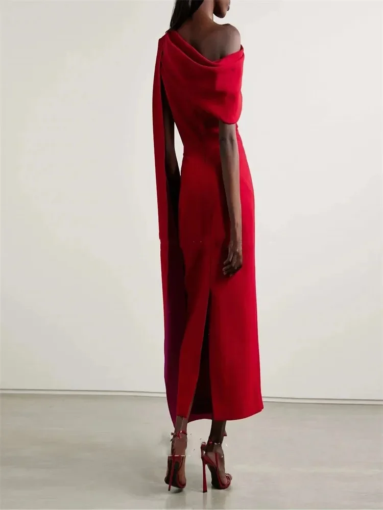 One Shoulder Elegant Party Dresses New Sleeveless Formal Cocktail Gown Red Evening Dresses Women Customized