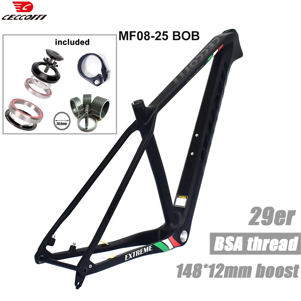 CECCOTTI Cuadro de bicicleta de montaña de carbono completo 29er Bicicletas Hardtail T1000 29 148*12mm juego de Cuadros de bicicleta de ciclismo Boost