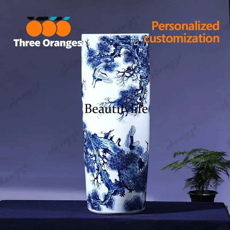 D183 Hand-painted ceramic large vase home living room floor-to-ceiling celebrity hand-painted quiver decorative ornament