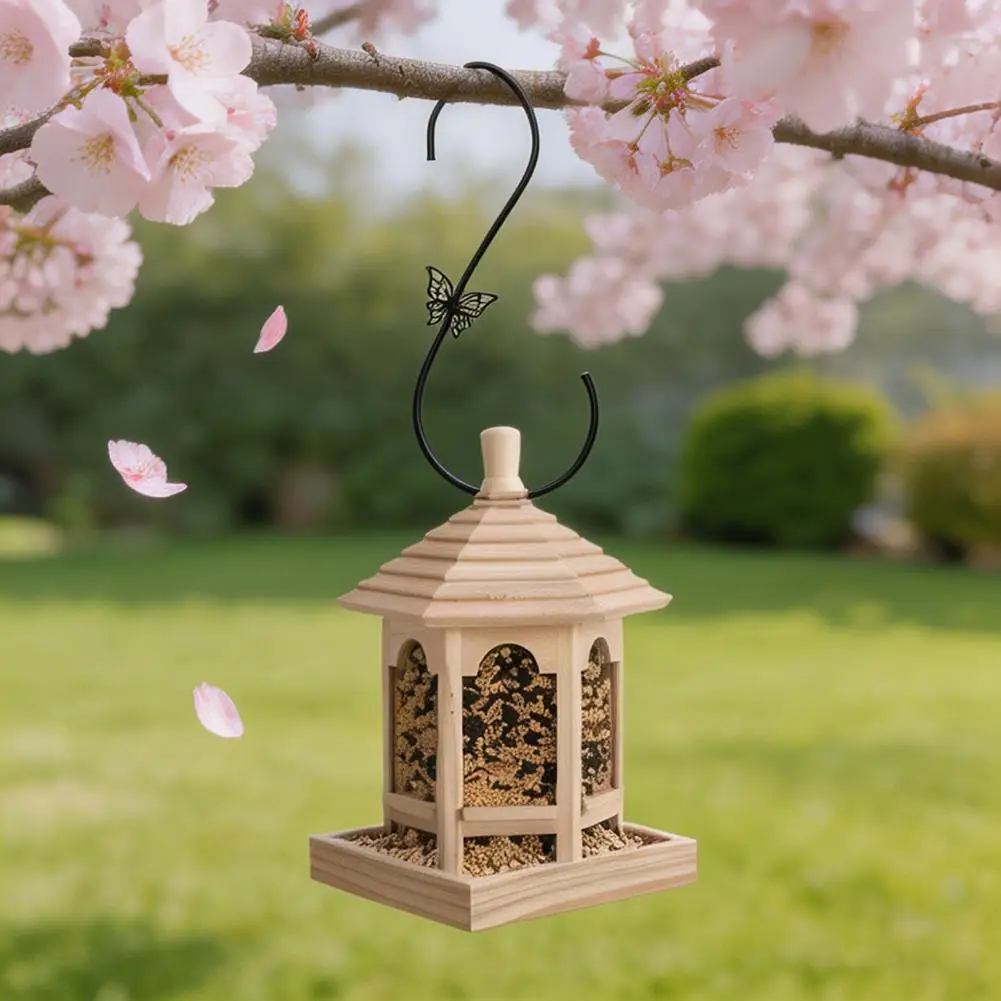 Outdoor Plant Hanger Hook Outdoor Bird Feeder Hanger S Shaped Metal Bird Feeder Hook with Decorative Patterns for Wind