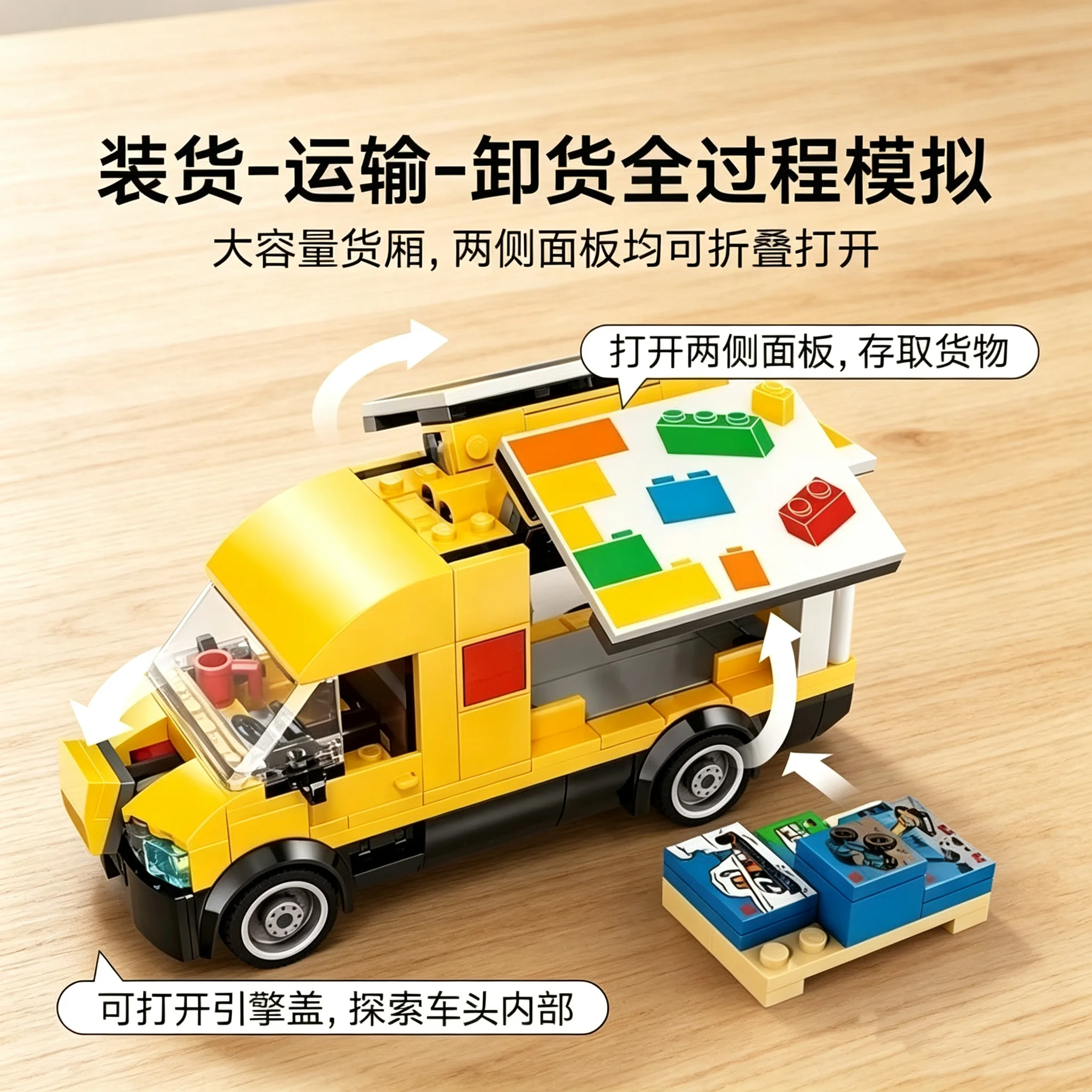 Third Party Compatible MOC Sets City Series Building Blocks Yellow Truck Van Car MOC Toys Gift