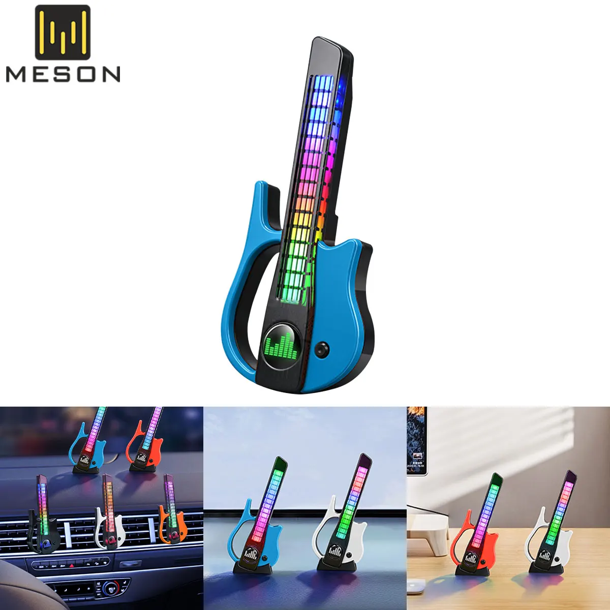 Creative Guitar Desktop Decoration Ornament Music Activated Rhythm LED Atmosphere Lamp  For Home Office Tabletop Decor Gift