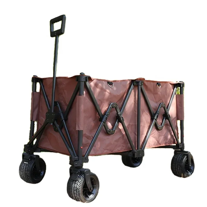 

Collapsible Folding Beach Utility Cart Trolley Wagon Foldable Picnic Camping Wagon Camping Cart