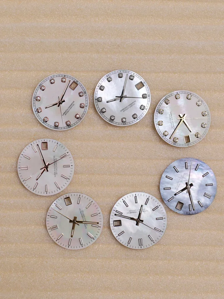 28.mm Sea Shell Dial NH36 Dial Set and Modification Accessories Green Luminous Fit for NH35/NH36 Movement Watch face+Hands