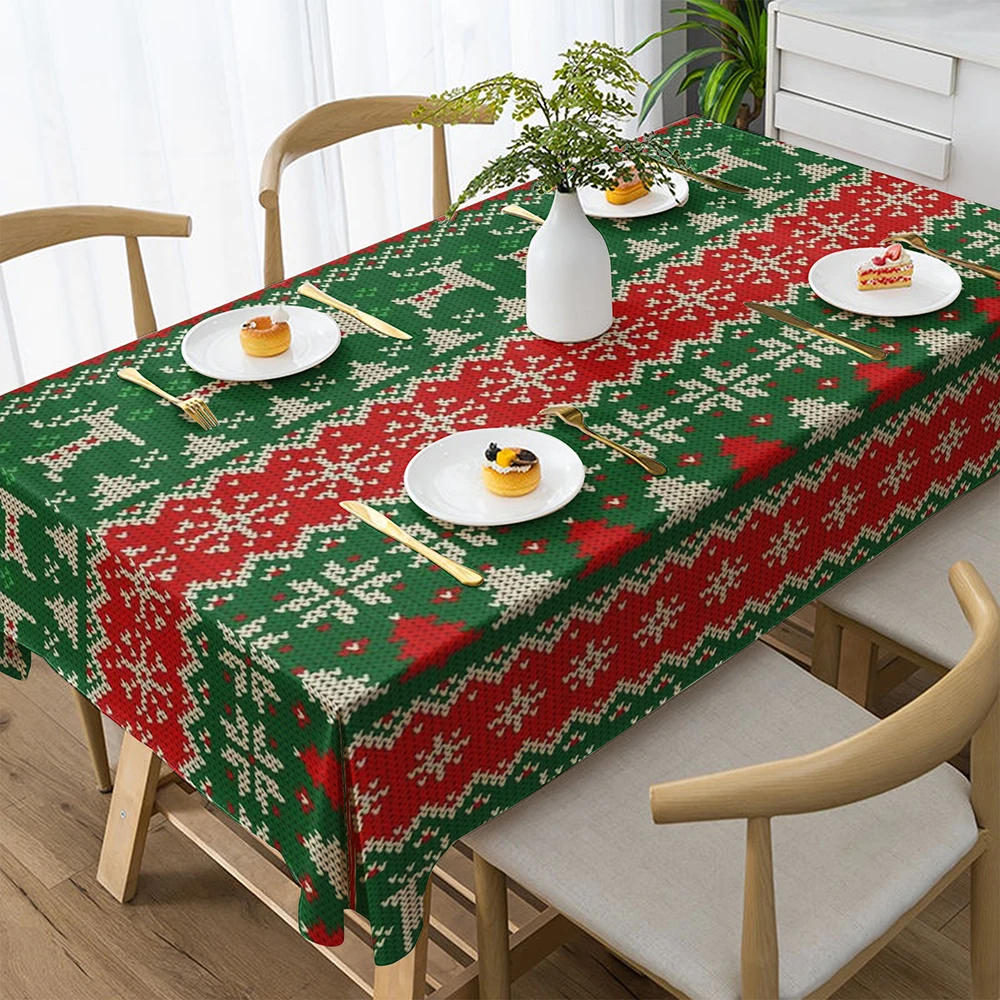 

Festive Red and Green TableclothKitchen restaurant tablecloth outdoor picnic tablecloth holiday party decoration