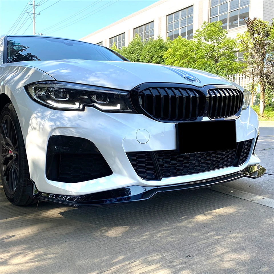 MP Style Front Bumper Splitter Lip Spoiler Diffuser Guard Body Kit Cover For BMW G20 G21 320i 330i M340i XDrive 2019-2022 Black