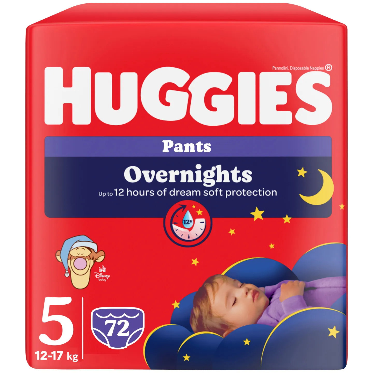 3x HUGGIES Overnights Pants size 5 (12-17kg) 24 PCs