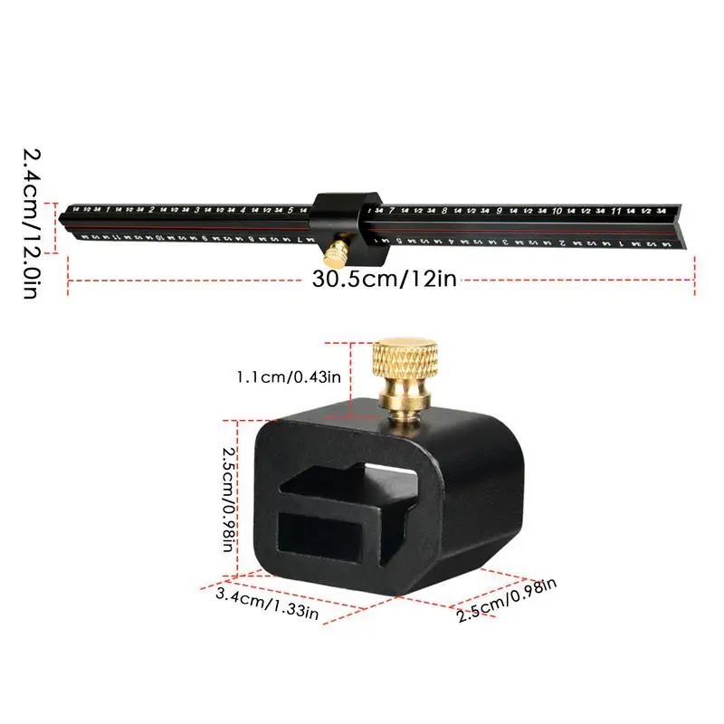 Woodworking Ruler With Slide Stops L-Type Metal Slide Stop Marking Ruler Woodworking Ruler With Slide Stops Inch And Metric