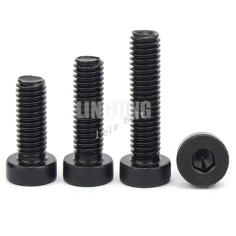 M3 M4 M5 M6 M8 M10 M12 Grade 8.8 Grade 8.8 DIN7984 Steel with Black Hexagon Hexsocket Thin Short Low Cap Head Screw