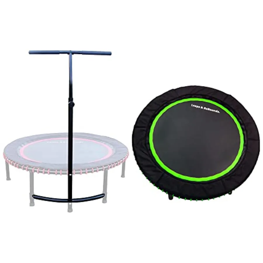 

40 Adjustable Stability Bar Attachment with 40 Mini Fitness Trampoline and Home Gym Rebounder for Cardio Exercises Green