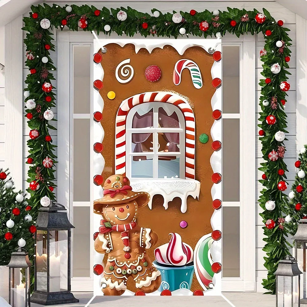 VIKAMA Weihnachten Lebkuchenmann Türdekorationen für Weihnachtsfeier Dekorationen Weihnachten Türhänger Fotografie Hintergrund