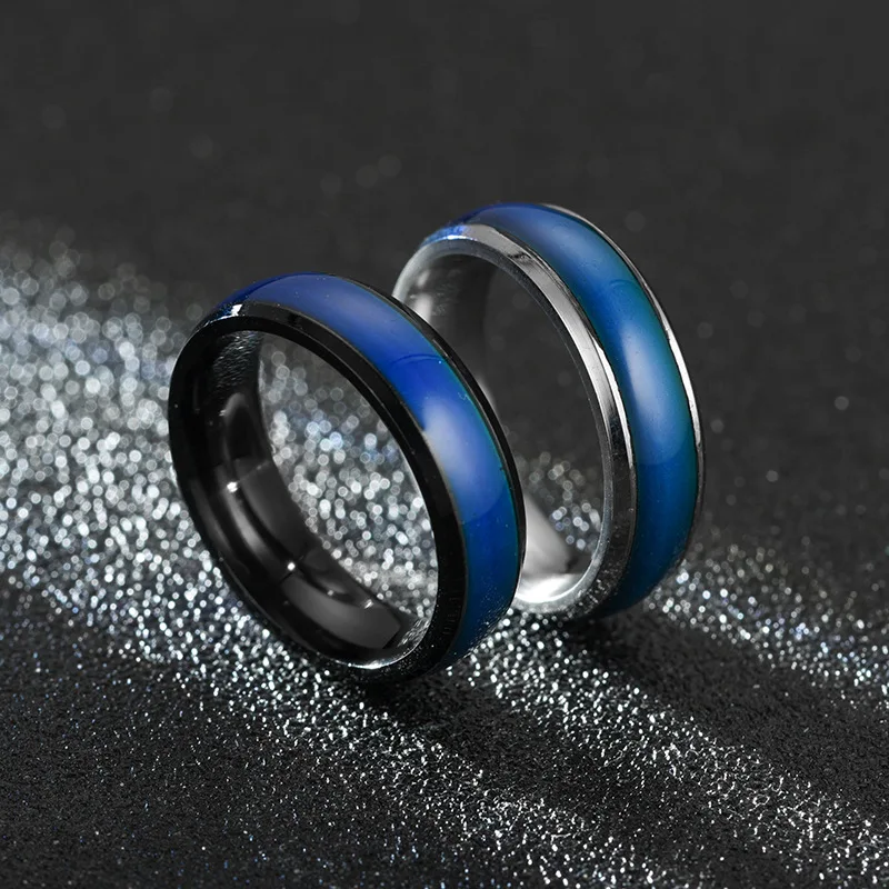Anillos de acero inoxidable que cambian de Color de 6MM para mujer, anillo de temperatura con sensación de emoción y estado de ánimo, regalo de joyería de moda para parejas y hombres