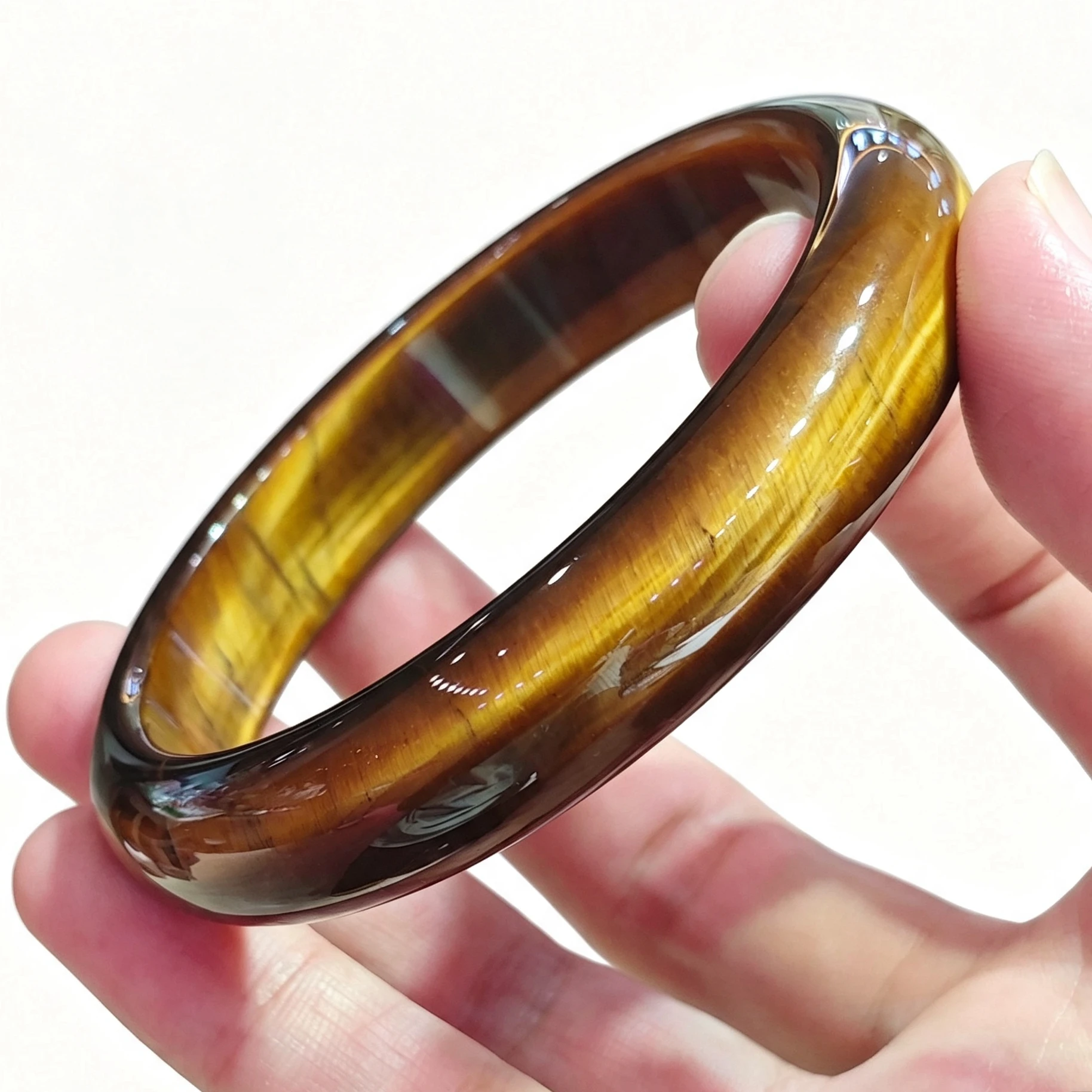 Natural Yellow Tiger Eye Bangle Bracelet Golden Brown Chatoyant Solid Bangle Gemstone Wristband Jewelry Women Gift 1 Pc