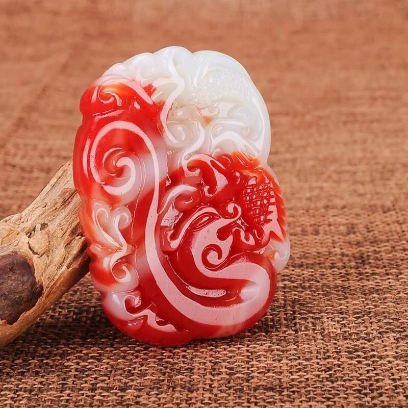 

Новый кулон «Куриная кровь» из нефрита для мужчин и женщин, кулон «Дракон и Феникс», пара нефритовых кулонов, ожерелье