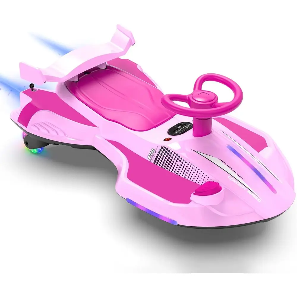 รถโยกไฟฟ้า 12V พร้อมแป้นเหยียบสำหรับเด็ก, รถสวิง 2 in 1 แบบชาร์จไฟได้, ของเล่นขี่แบบดริฟท์พร้อมพนักพิง, ป้องกันการพลิกคว่ำ