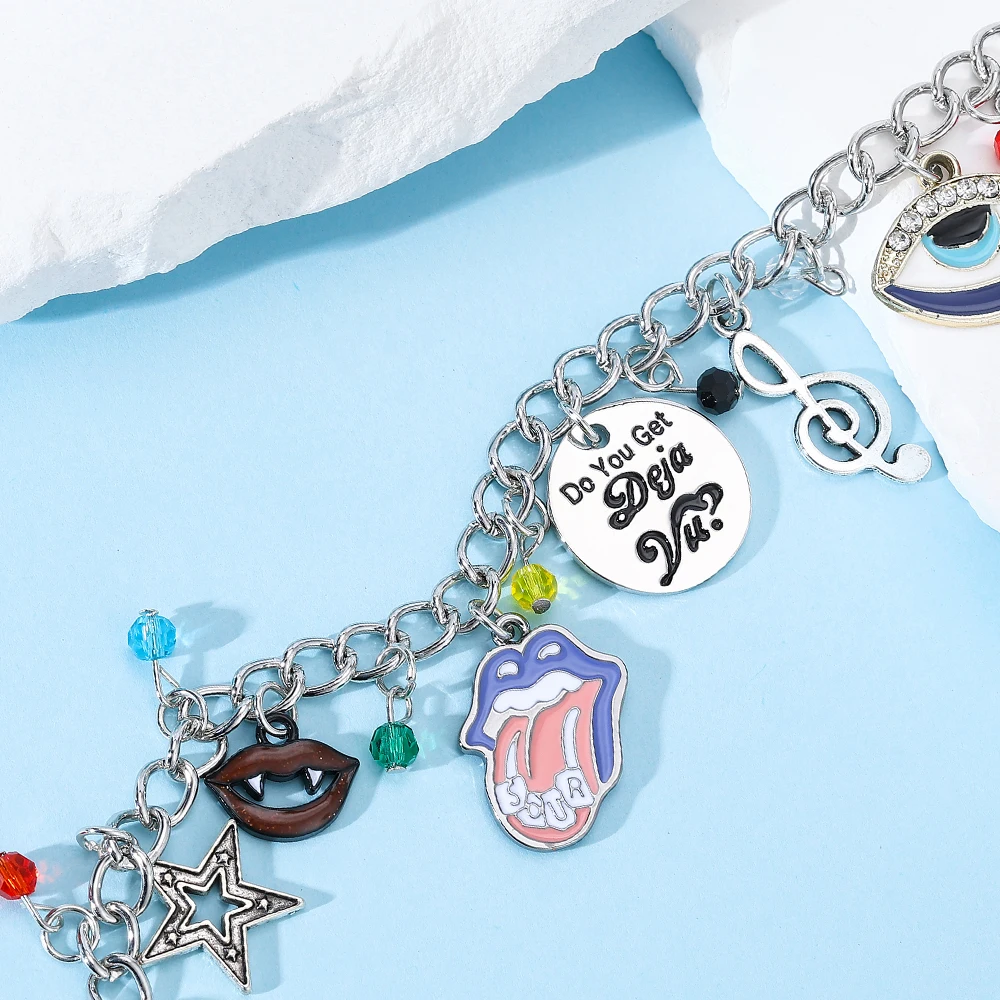 Olivia the Rodrigo Concert Theme Charm Bracelet Singer Guts World Tour Star Shine Fashion Jewelry Girl Fans Party Happy Gift