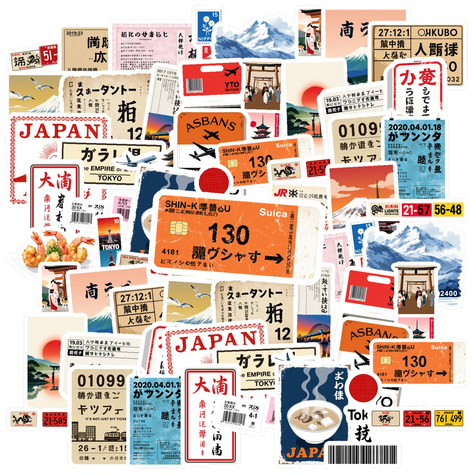 35 قطعة ملصقات تذكرة ثقافية الحد الأدنى ثقافة اليابان ملصقات المناظر الطبيعية الخلابة ملصقات القرطاسية لأجهزة الكمبيوتر المحمول دراجة نارية الأمتعة الهاتف