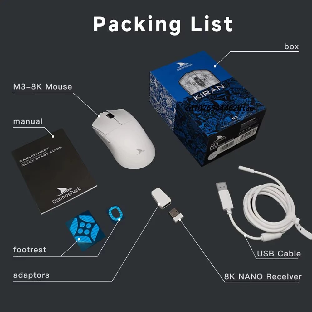 Darmoshark M3 Dual 8K Mouse wireless Bluetooth Tri Mode Mouse da gioco PAM3395 Sensore E-sport Personalizza Mouse Accessori per laptop ​