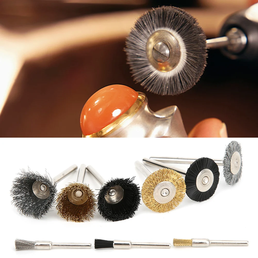 18 قطعة ملحق أداة دوارة عجلة سلك الألومنيوم فرشاة أكواب مجموعة تلميع لطاحونة كهربائية أداة دوارة عجلة سلك تلميع