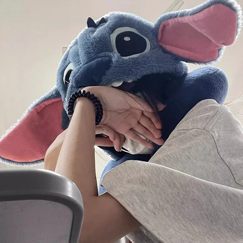 

Stitch мультяшная U-образная подушка с капюшоном, защита шеи, сон, милая креативная подушка для шеи, обеденный перерыв, подарки на день рождения