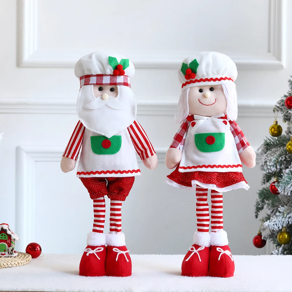 

Big Size Red White Christmas Dolls Retractable Plush Leg Elf Doll Ornaments Xmas Decoration Kid Gift Navidad Xmas Tree Decor