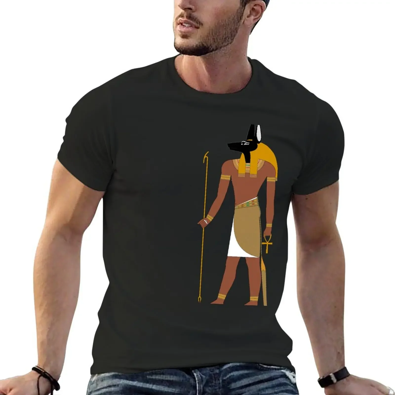 Golden Anubis T-Shirt vintage anime shirt summer top customizeds plus size clothes t shirt men