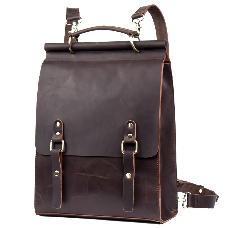 Vintage Crazy Horse Leather Handmade Backpack for Men, Top-grain Leather Backpack for Women, Genuine Leather Laptop Backpack