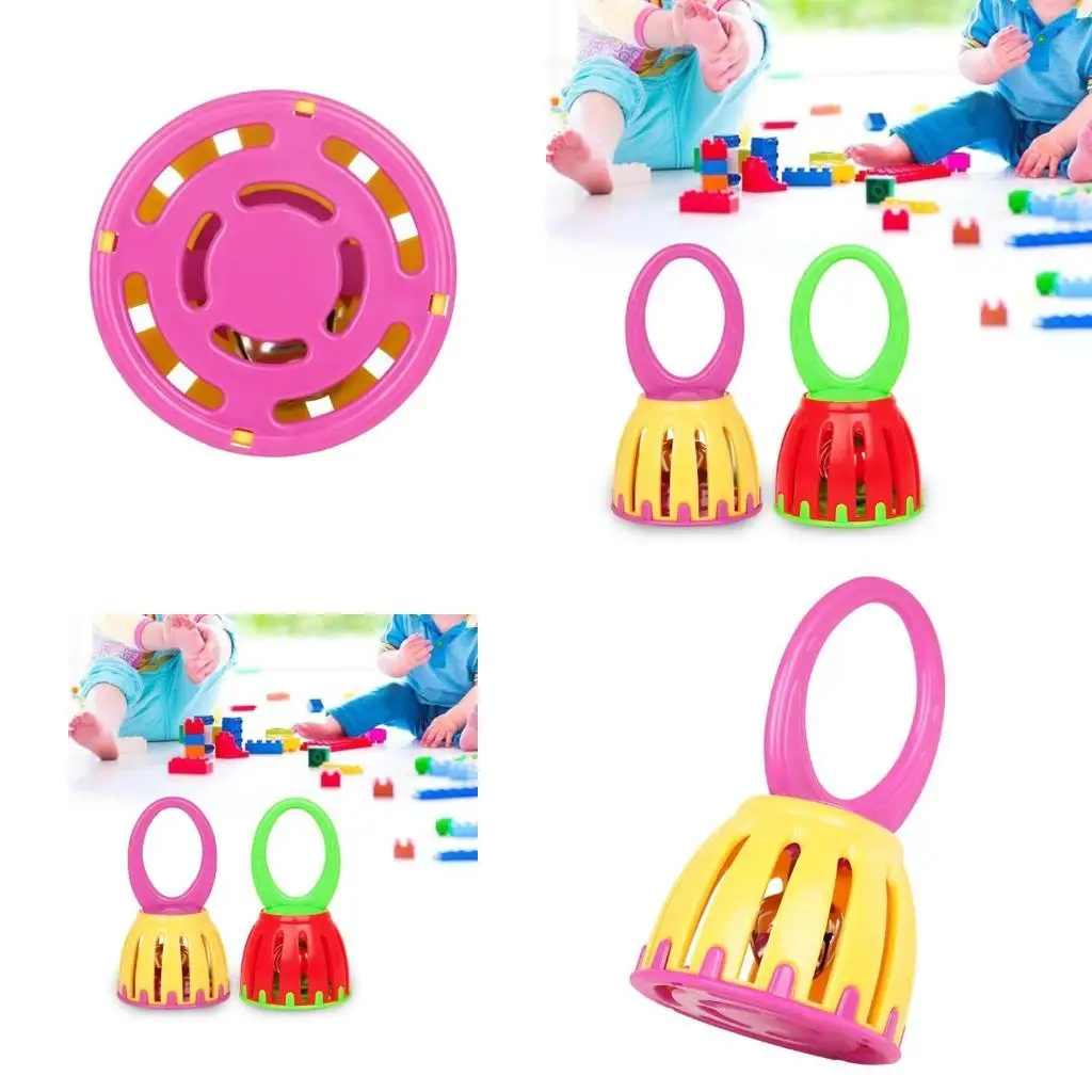 

R6FE Kids Hand Bells Handheld Cage Bells Handle Detachable Baby Bells Children Baby Game Educational Cage Bells