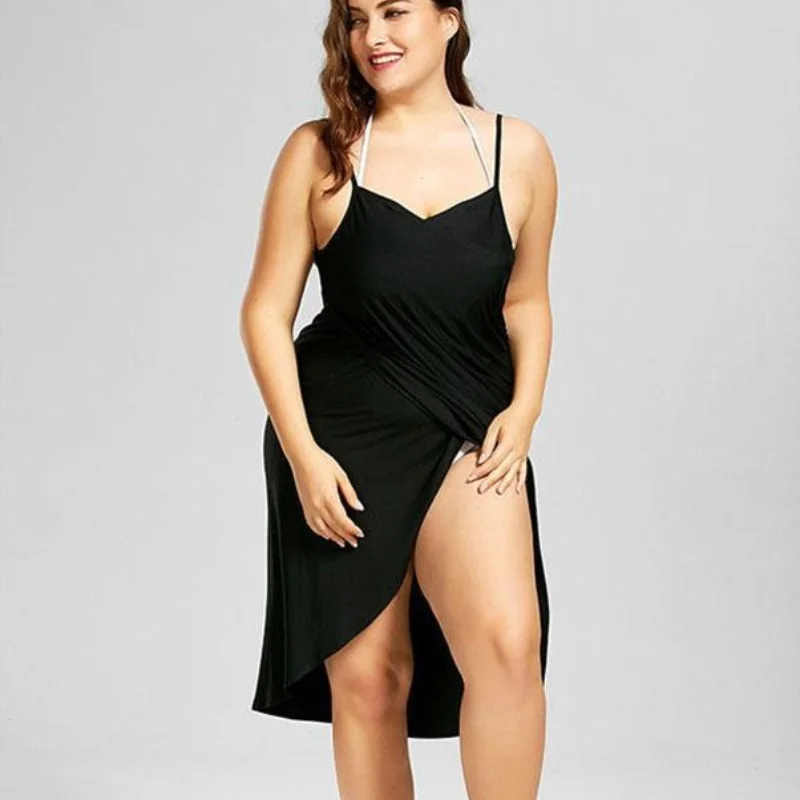 Abiti avvolgenti con cinturino sexy Protezione solare Bikini Cover Up Sarongs Summer Beach Dreess per donna Costume da bagno femminile Costumi da bagno Solido