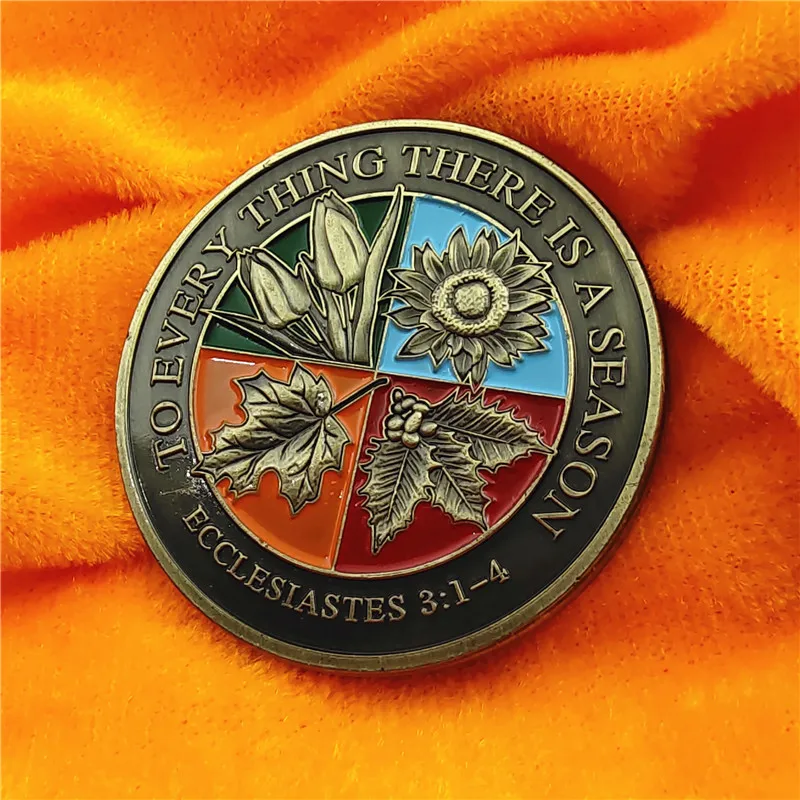 معنى الحياة جمع شارة أربع نباتات عملات معدنية تذكارية لهواة التجميع إلى كل شيء هناك موسم eccliciastes 3:1-4