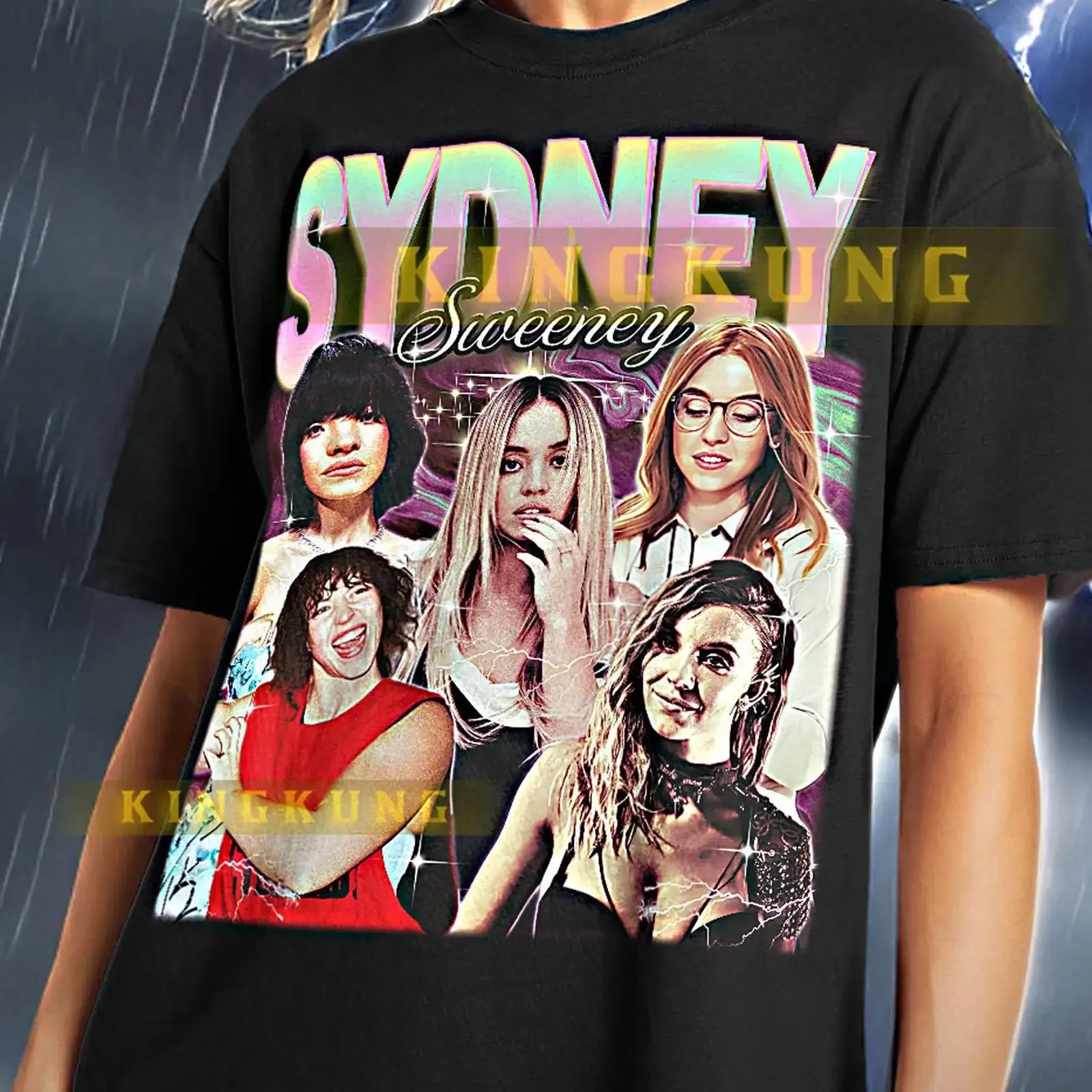 Sydney Sweeney Retro T Shirt Bootleg Vintage 90s saf vintage Washed Slightly Top For Everyday Wear Soft streetwear Versatile