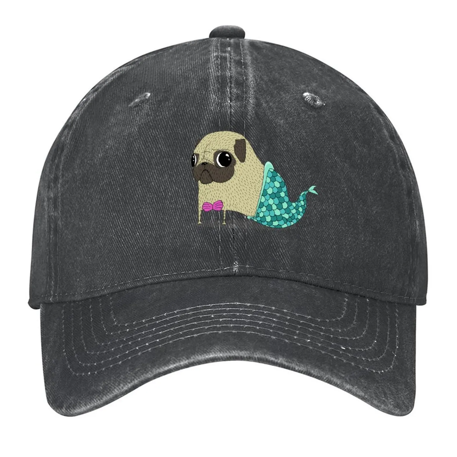 

Mermaid pug Baseball Cap Custom Cap Sun Cap funny hat Male hat Mens Women's