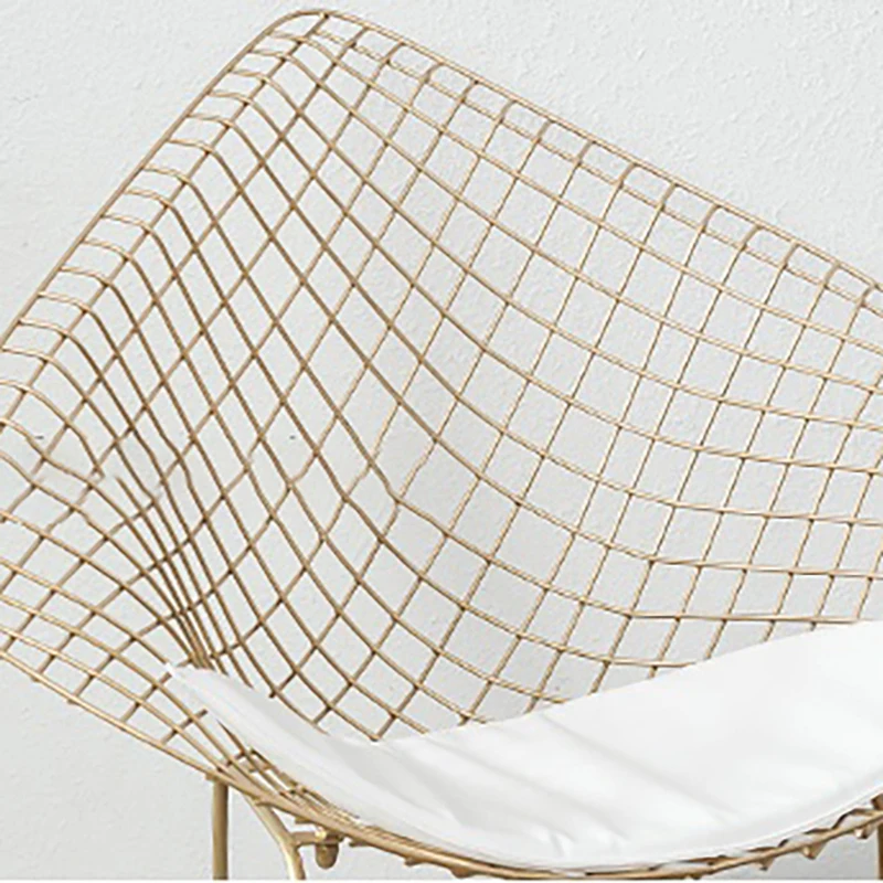 Metal Golden Nordic Living Room Chair Net Red Backrest Simple Makeup Dining Chair Wire Bedroom Fauteuil Salon Designer Furniture