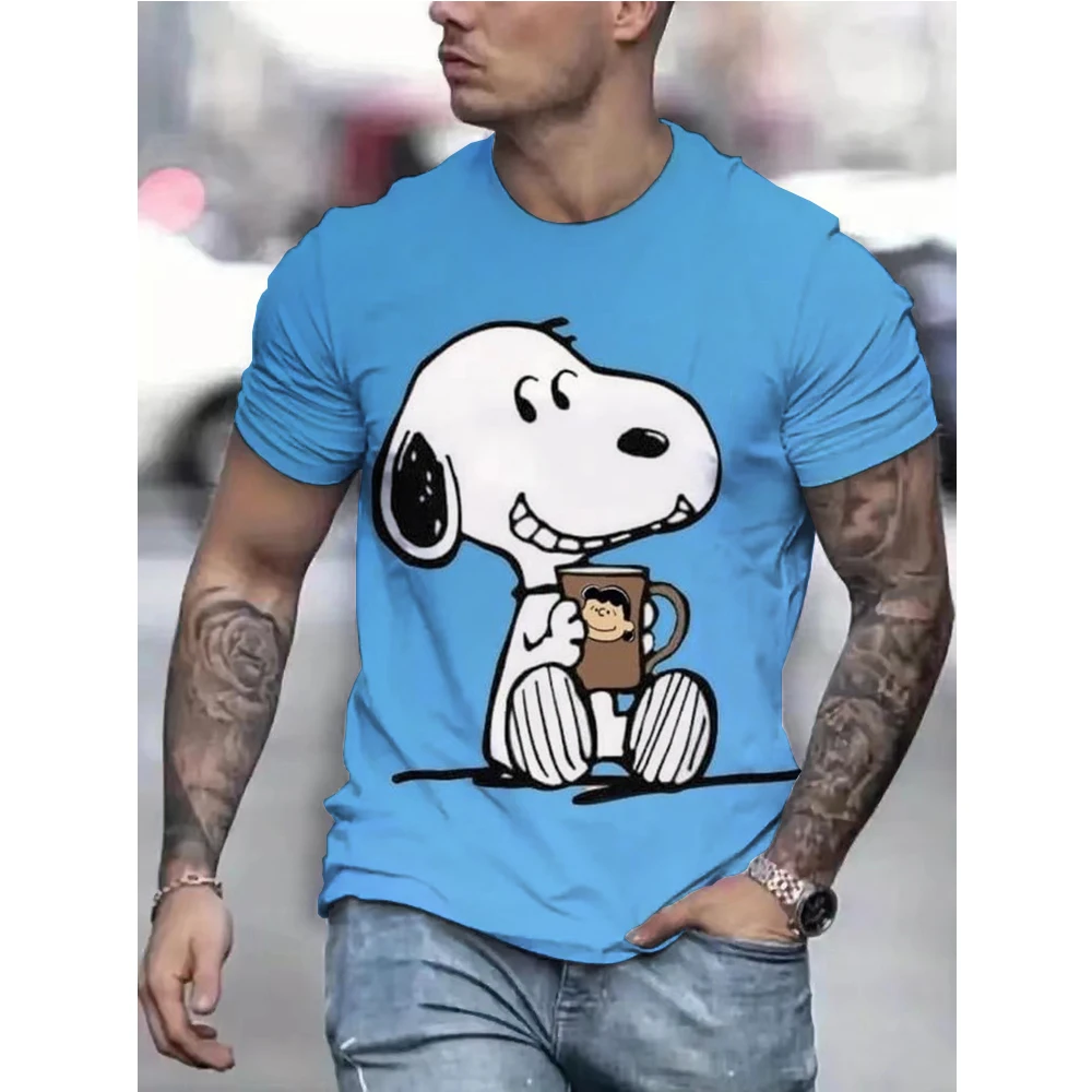 T-shirt Vintage da uomo personalità americana Snoopy print magliette da donna a maniche corte Casual Plus Size abbigliamento uomo top bambini