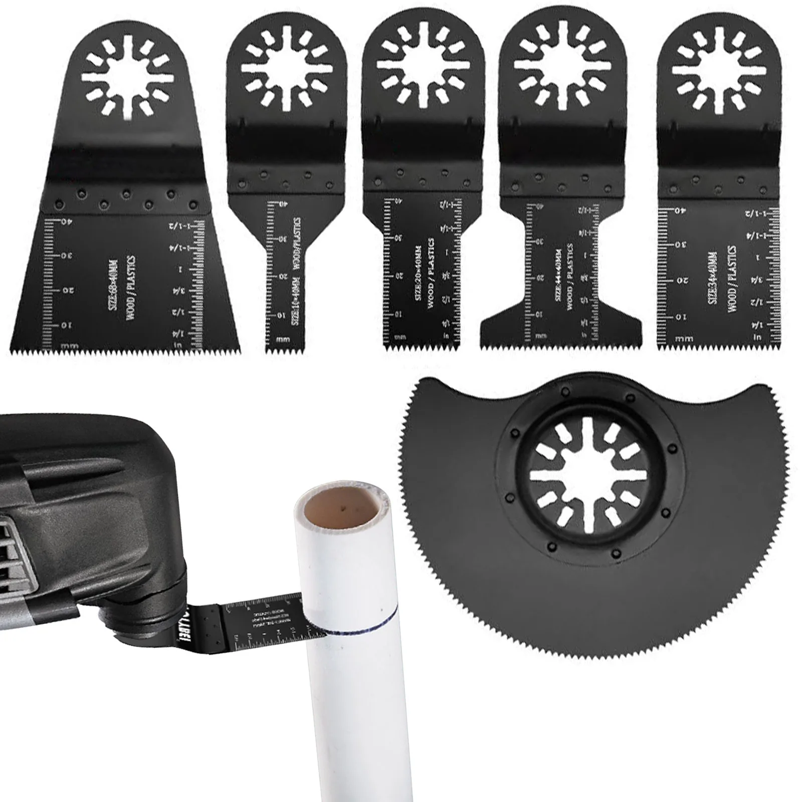 6PCS High Carbon Steel Oscillating Saw Blades, Durable Multitool Blades for Metal Wood Nails, Plunge & Flush Cut, Universal Fit
