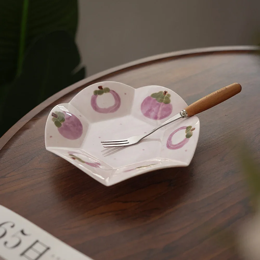 Creative Hand Painted Ceramic Plate Floral Edge High Grade Porcelain Homehold Dinnerware Afternoon Tea Dessert Cake Plates