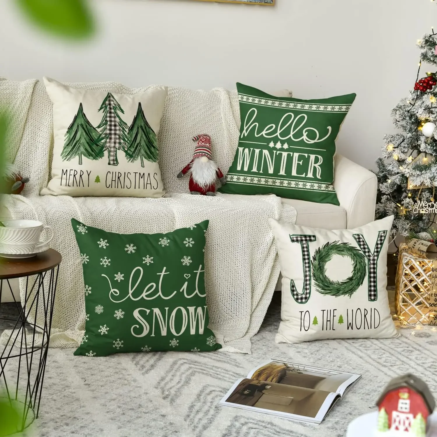 Merry Christmas Tree Motto Green Pillow Cover Cushion Cover Sofa Decoration pillowcase 50*50 decor