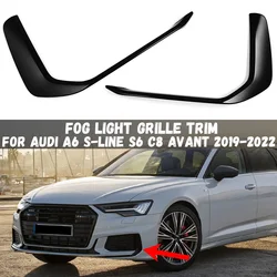 For Audi A6 SLINE S-LINE S6 C8 Avant 2019 2020 2021 2022 Car Front Bumper Side Fog Light Splitter Spoiler Trim Car Styling