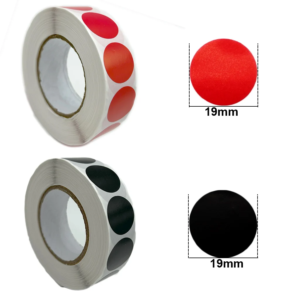 1000 Stück Schießzielaufkleber 19mm Schwarz/Rot, Zielscheiben-Aufkleber, Bullseye-Aufkleber, Schießzubehör – Detail 3
