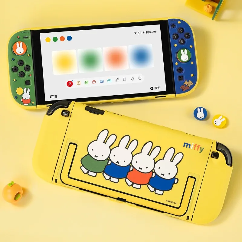 Cute Miffy Console Case for Nintendo Switch OLED Hard Shell Protective Cover Controller Case Cute Character Game Housing Lovely