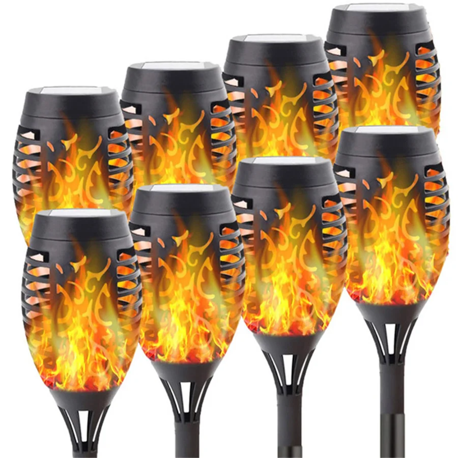 12LED Solar Flame Torch Light Outdoors Waterproof Flickering Solar Pathway Patio Lights Garden Decoration Landscape Lawn Lamps