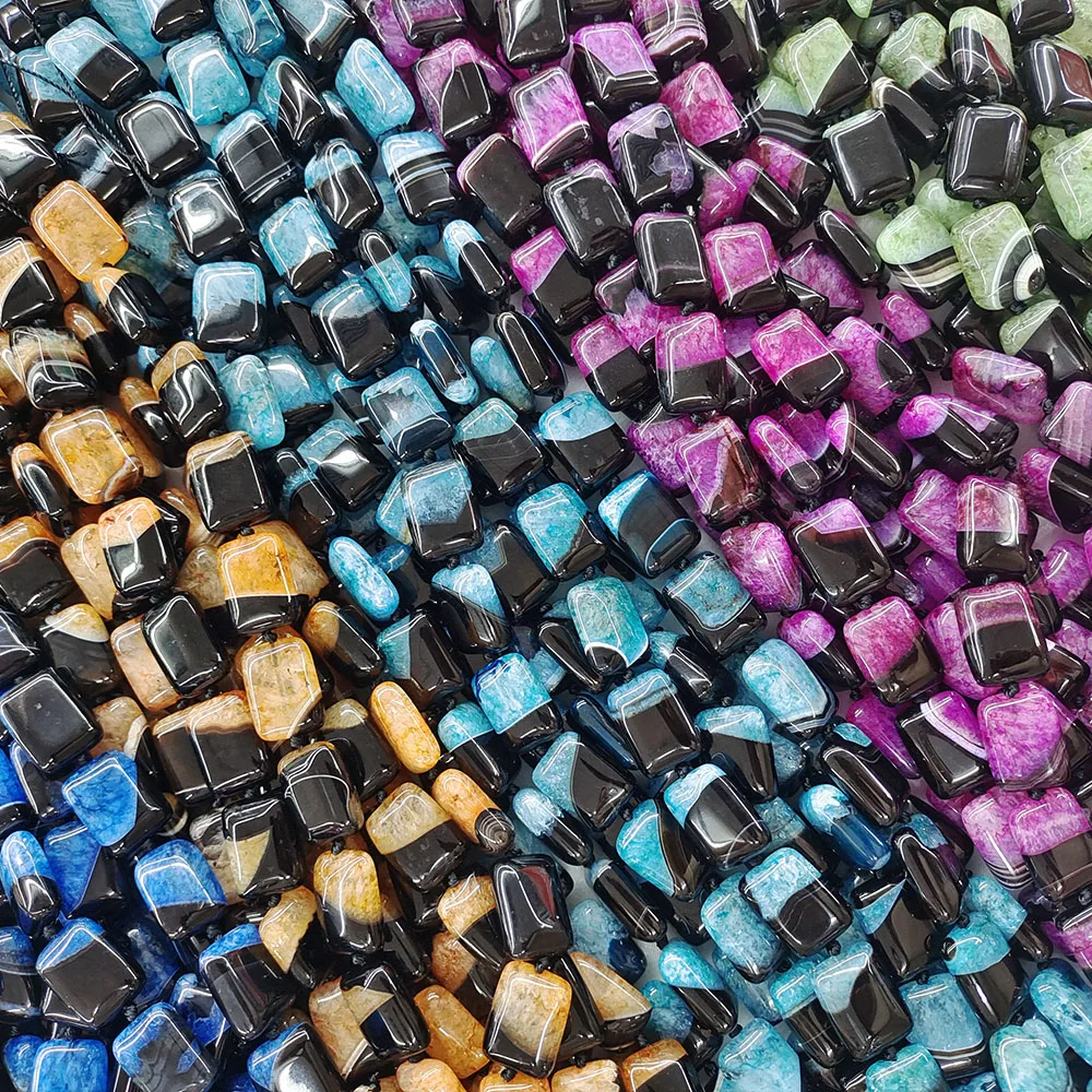 Rectangle Multicolor Uruguayan Agate Beads Natural Stones Healing Crystal Gemstone Bead for Jewelry Making DIY Bracelet Necklace