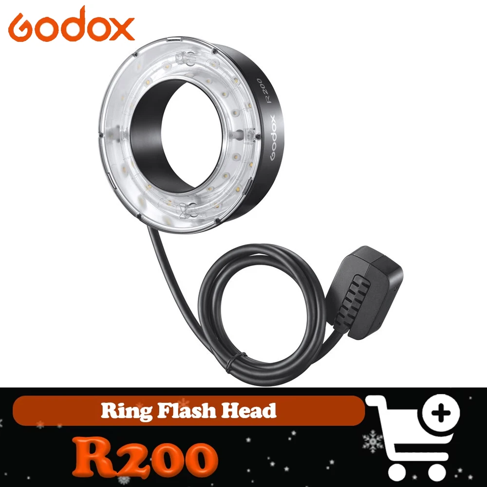 

Godox R200 Ring Flash Head for AD200 AD200PRO 200WS 5800K 10W Lightweight On-Camera Flash Light