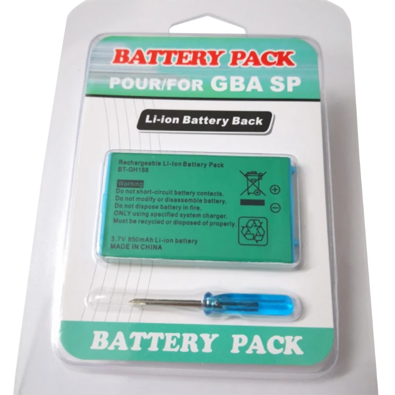 Pilas Recargable Battery For Game GBA SP 850mAh Lithium-ion Battery & Screwdriver Kit for Boy Advance / GBA SP Replacement