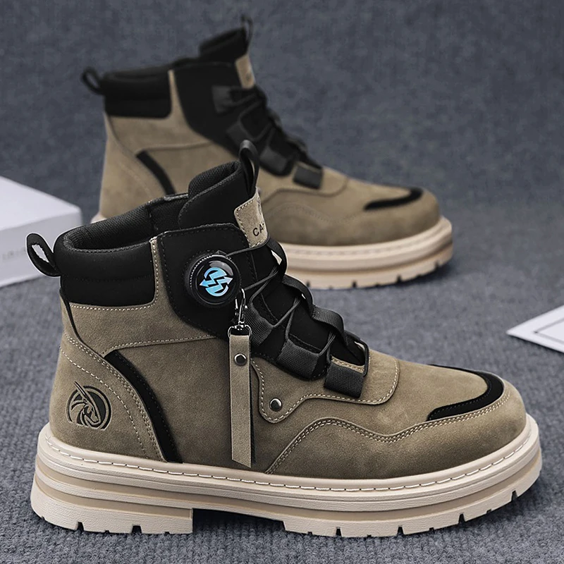 

Ботинки, зимняя мужская обувь, повседневная ковбойская боевая тактическая мотоциклетная обувь «Челси» до щиколотки, кожаная уличная дизайнерская роскошная походная обувь