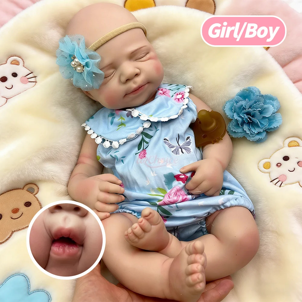 

Sleeping Close Eyes Baby Doll Toy 20Inch Full Body Silicone Reborn Baby Doll Open Mouth Newborn Girl/Boy Artist Role Play Gift