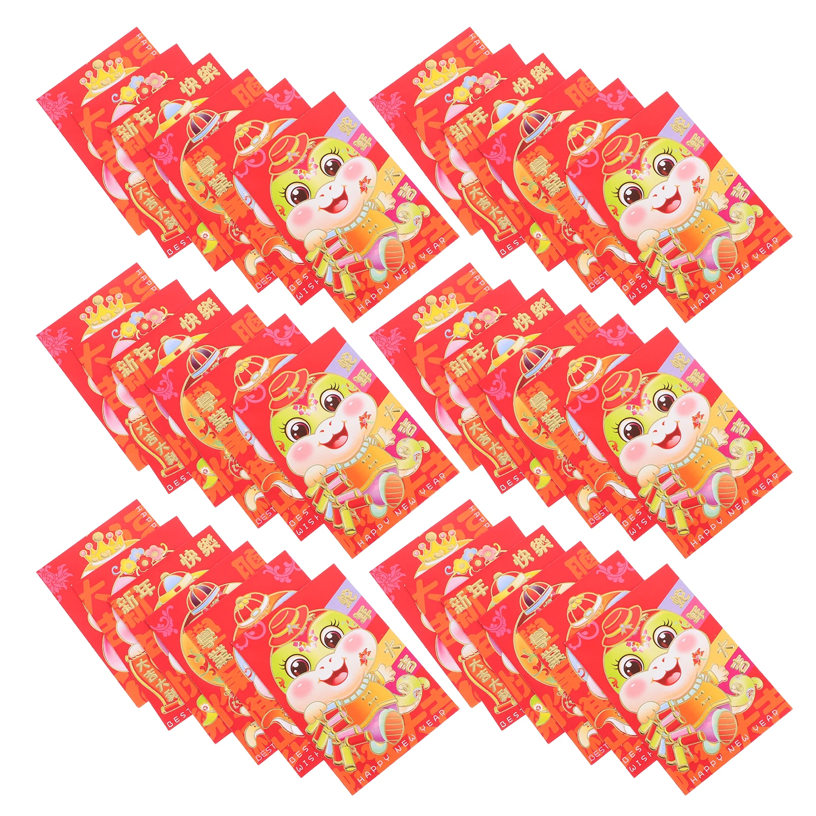 

60 Pcs New Year Red Envelope Bag Chinese Envelopes Snake Cards with Sack Pocket